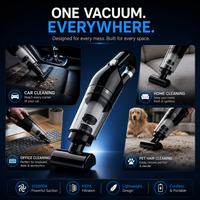 Portable Handheld Vacuum Cleaner 15000Pa Cordless Rechargeable Mini Vacuum for Car, Home & Office Cleaning