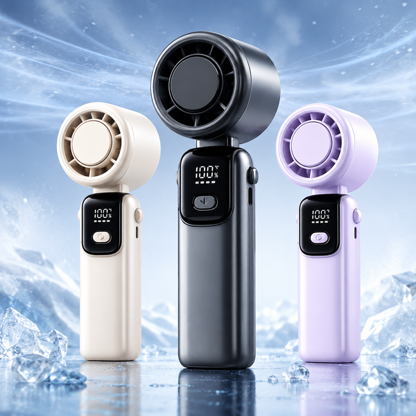 Portable Ice Cooling Handheld Fan Rechargeable Folding Neck Fan