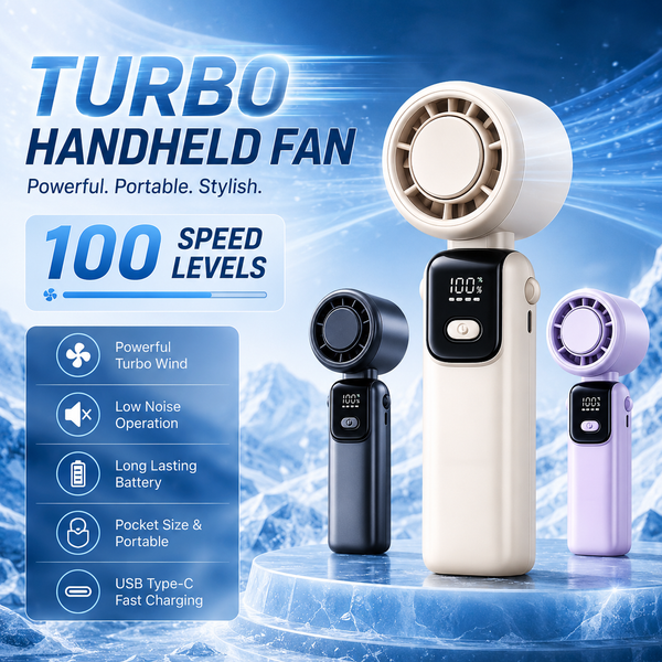 Portable Ice Cooling Handheld Fan Rechargeable Folding Neck Fan