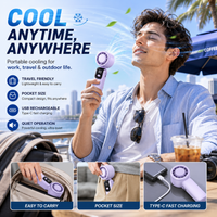 Portable Ice Cooling Handheld Fan Rechargeable Folding Neck Fan