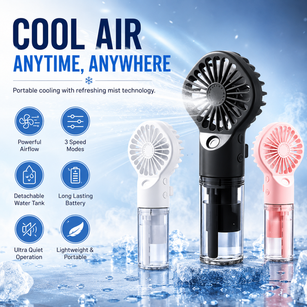 Portable Handheld Spray Fan Mini Humidifier Rechargeable Cooling Mist Fan for Travel & Summer Use